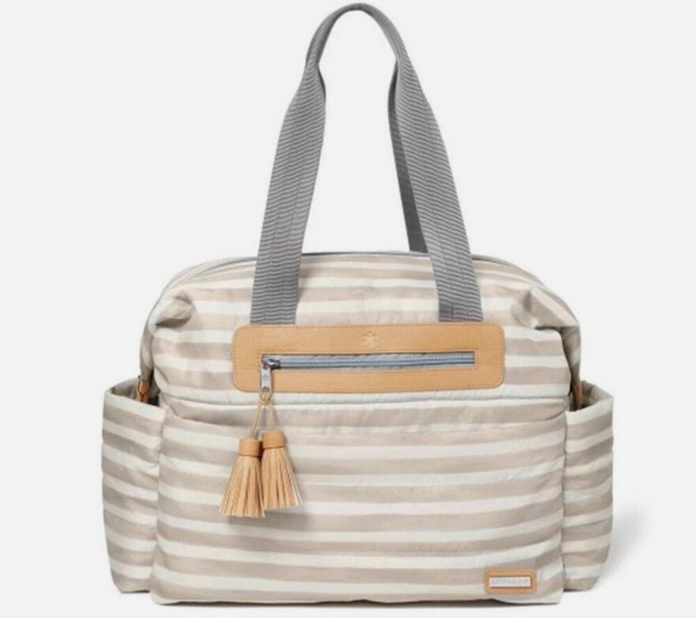 Skip Hop Riverside Ultra Light Baby Diaper Bag Satchel Grey, White & Tan – EUC